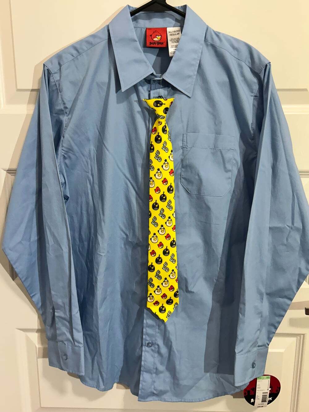 Boys Angry Bird Dress Shirt with Clip On Tie - XL